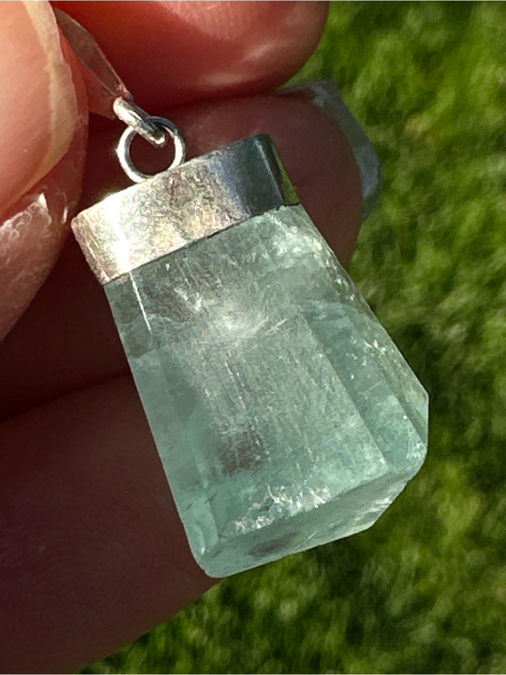 Sterling Silver Aquamarine Crystal Pendant Necklace - Picture 2 of 11